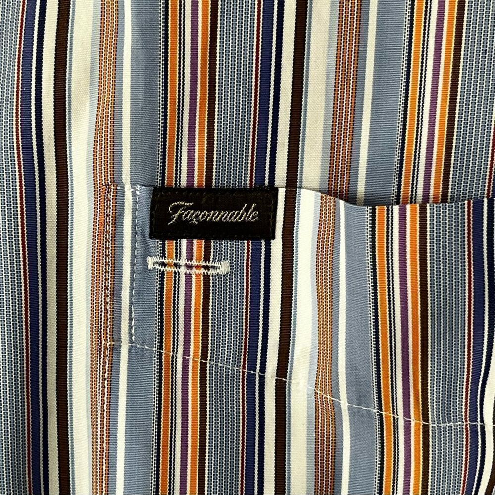 Faconnable Striped Button Relaxed Fit Dress Shirt - Picture 5 of 5